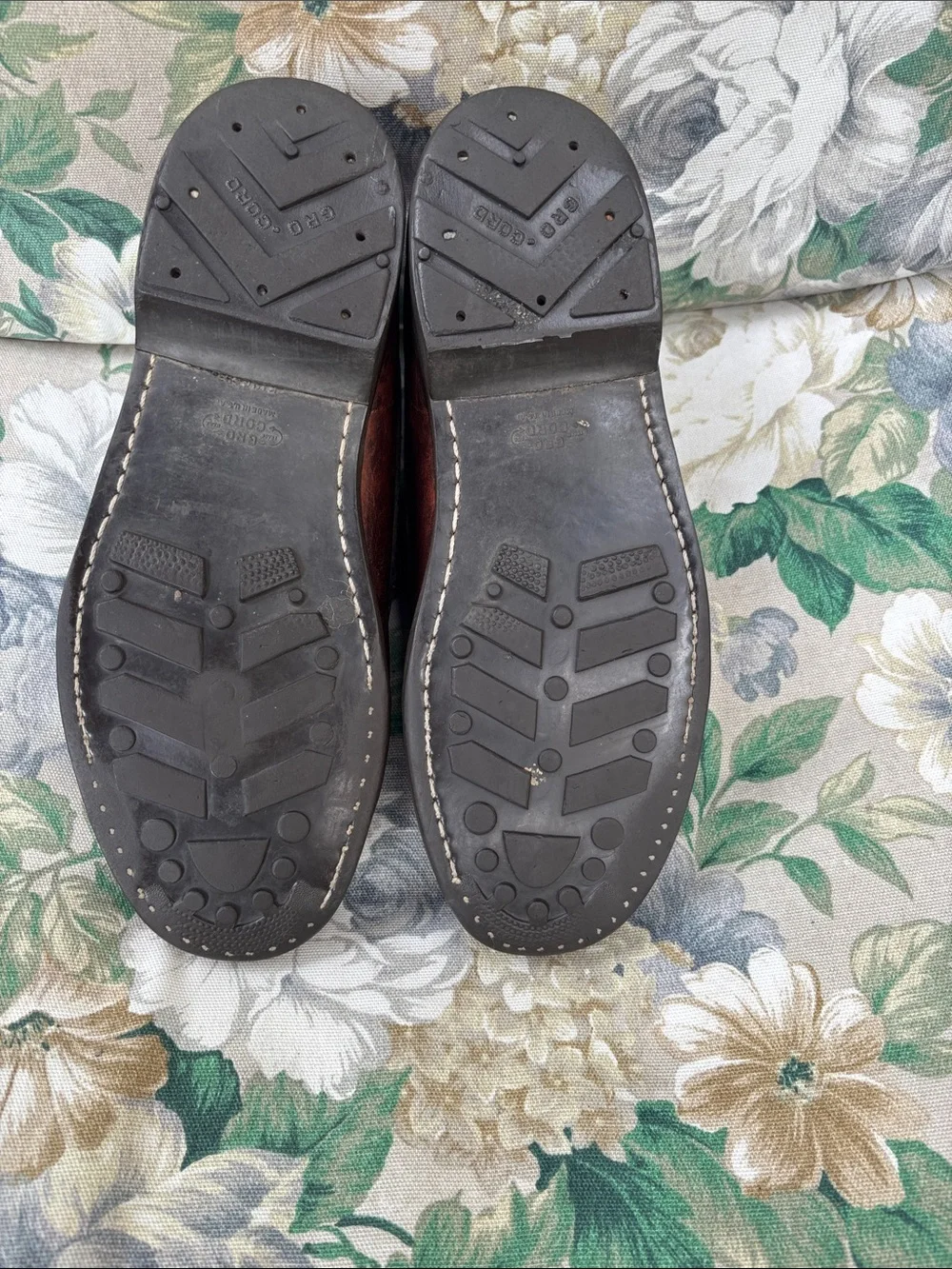 Orvis Gokey Vintage Brown Bison Leather Lace Up Moc-Toe Vibram Sole Sz 8.5E